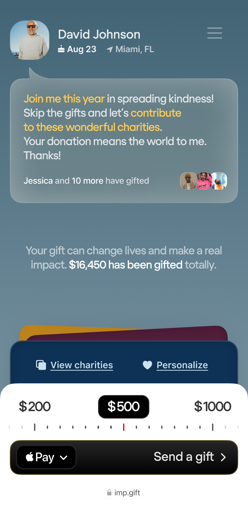 Donation landing screenshot